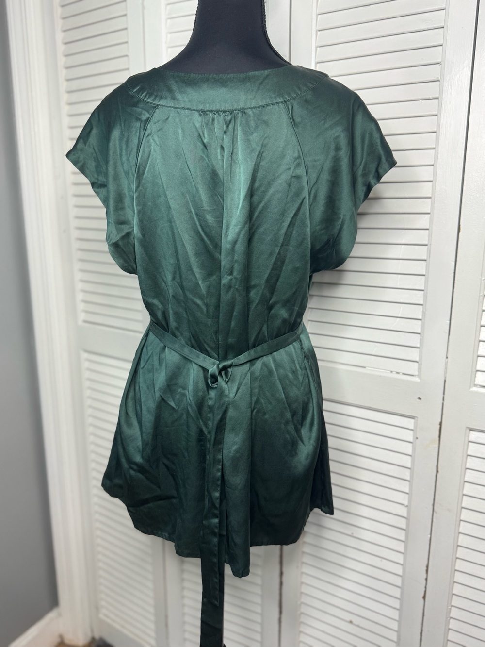 Old Navy Vintage Silk Y2K Empire Waistline Emerald Green Fairy Blouse XL - Picture 2 of 13